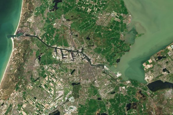 Satellietbeeld van provincie Noord-Holland, specifiek Amsterdam