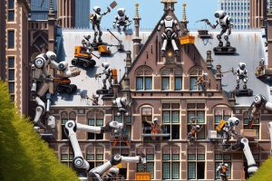 Robots verbouwen overheidsgebouw in Den Haag AI gegenereerd