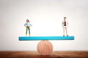 Concept,Image,Of,Gender,Equality.,Man,And,Woman,Balancing,On