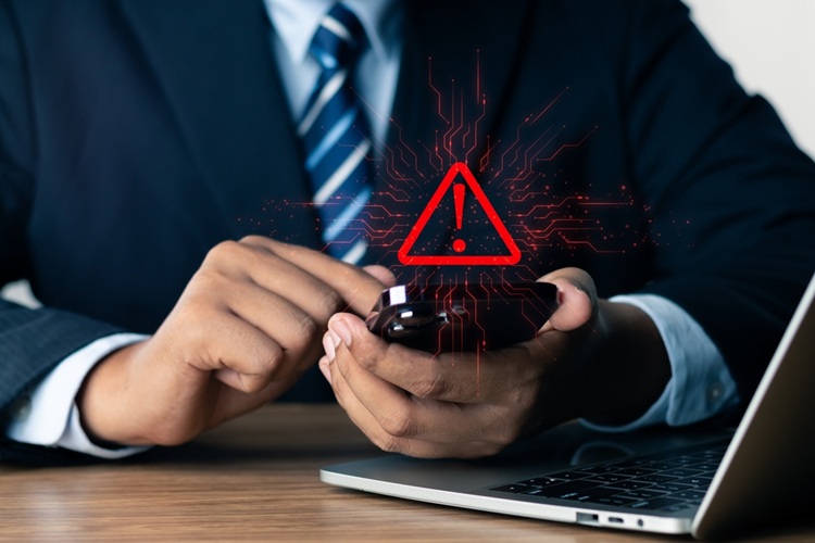 System,Warning,Hacked,Alert,,Cyber,Attack,On,Computer,Network.businessman,Using