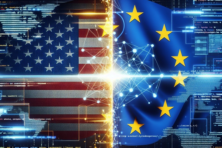 Digital,War,Between,United,States,An,Europe,With,Flags